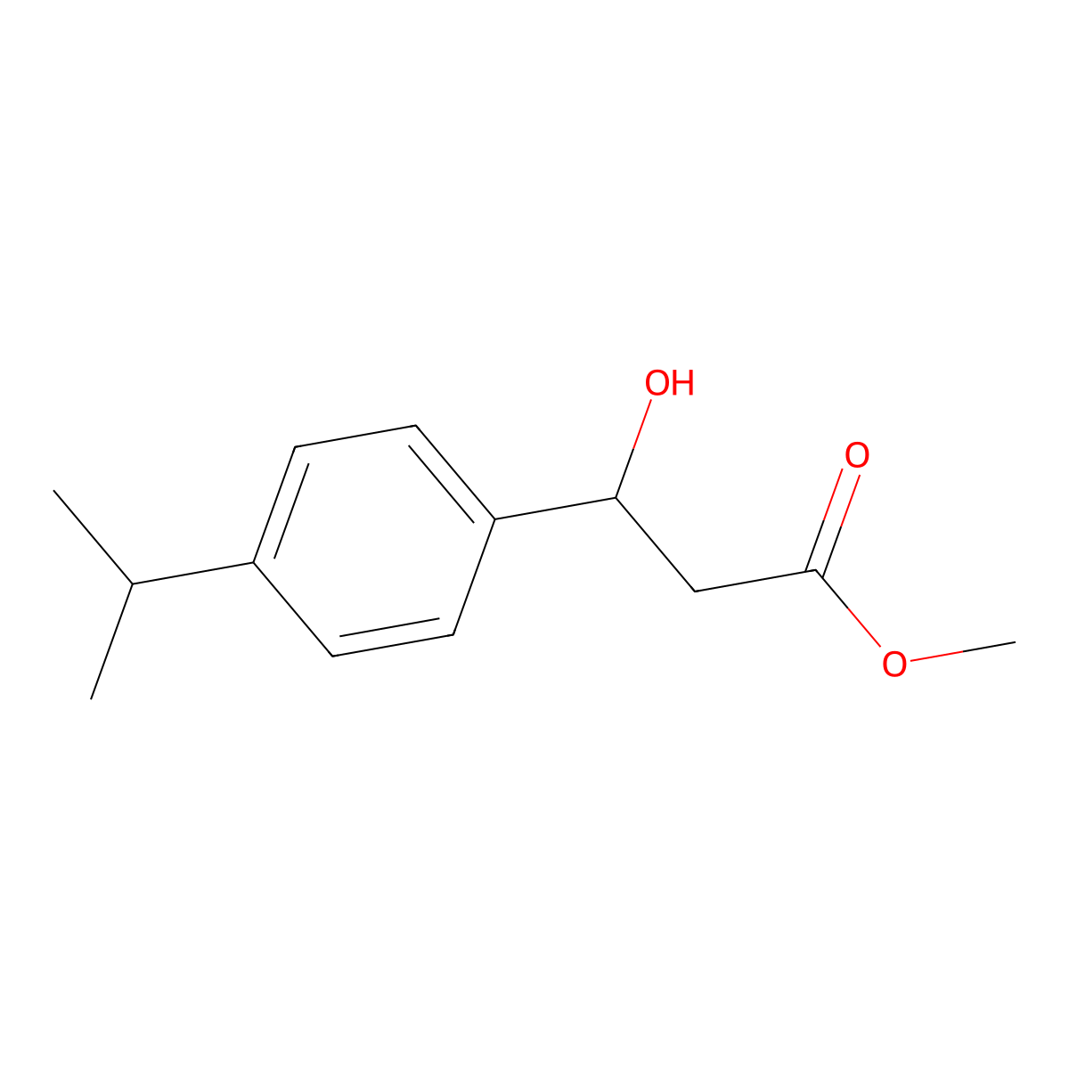 Methyl 3-hydroxy-3-[4-(propan-2-yl)phenyl]propanoate molecular structure, CAS 2228241-85-6