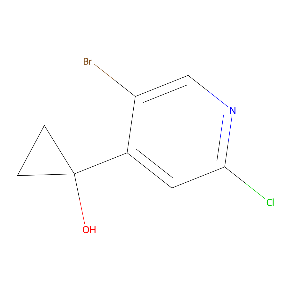 1-(5-Bromo-2-chloropyridin-4-yl)cyclopropan-1-ol molecular structure, CAS 2228242-51-9