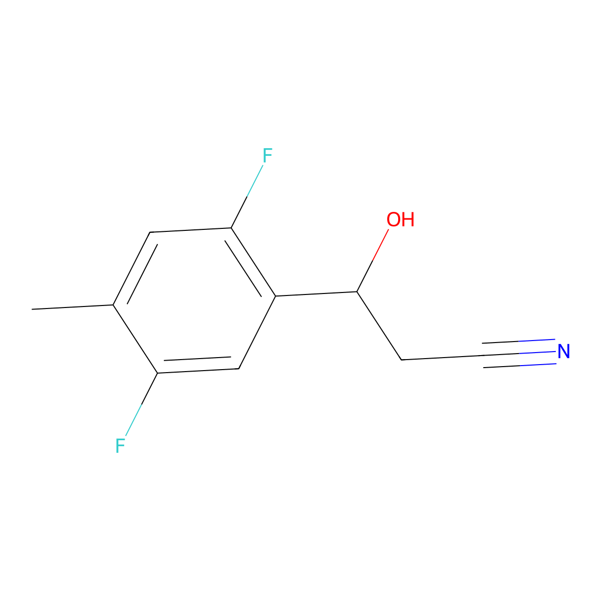 3-(2,5-Difluoro-4-methylphenyl)-3-hydroxypropanenitrile molecular structure, CAS 2228244-31-1