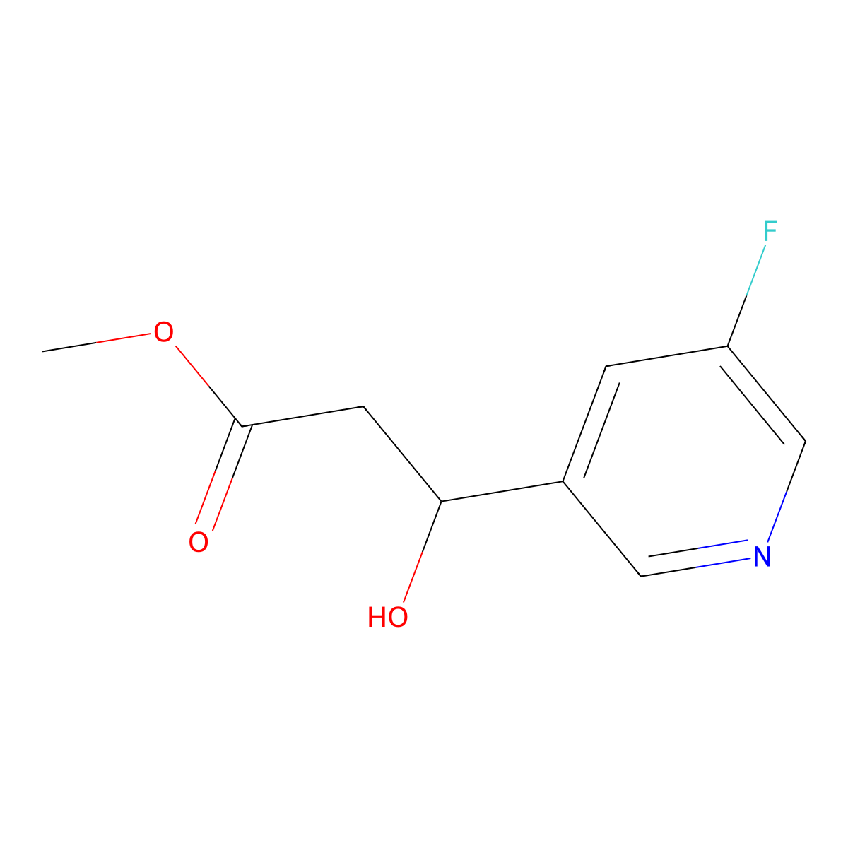 Methyl 3-(5-fluoropyridin-3-yl)-3-hydroxypropanoate molecular structure, CAS 2228244-33-3