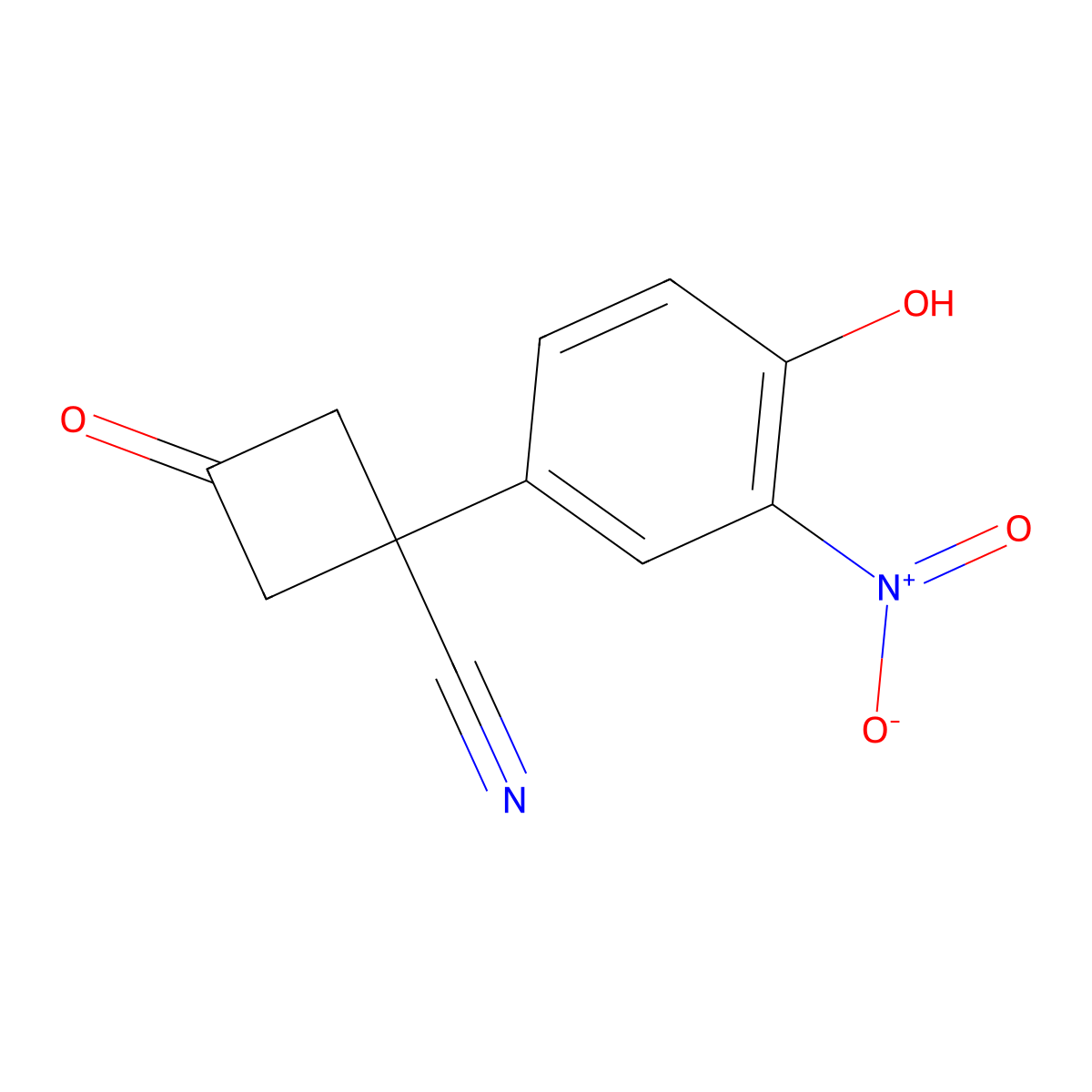 1-(4-Hydroxy-3-nitrophenyl)-3-oxocyclobutanecarbonitrile molecular structure, CAS 2228245-13-2