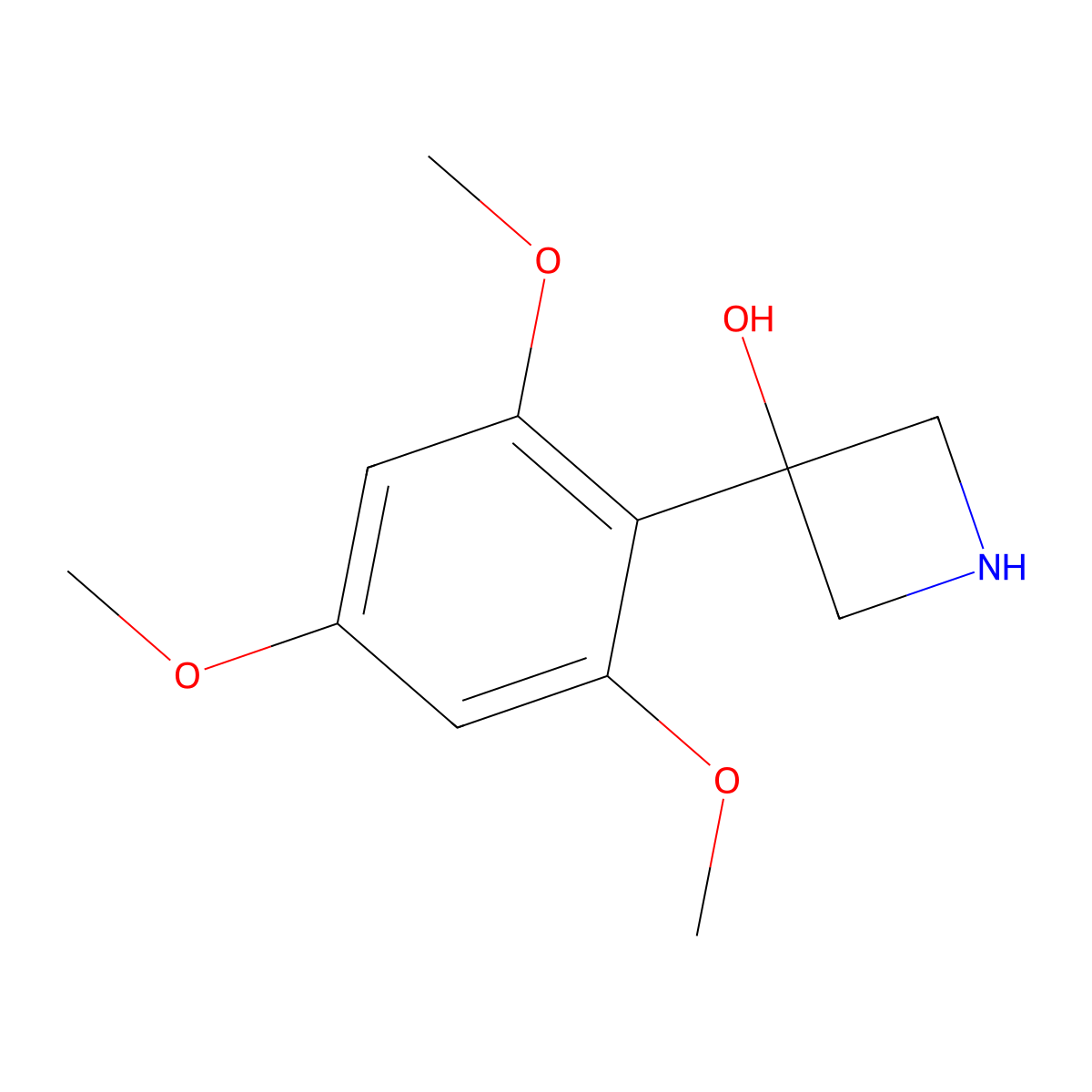 3-(2,4,6-Trimethoxyphenyl)azetidin-3-ol molecular structure, CAS 2228246-35-1