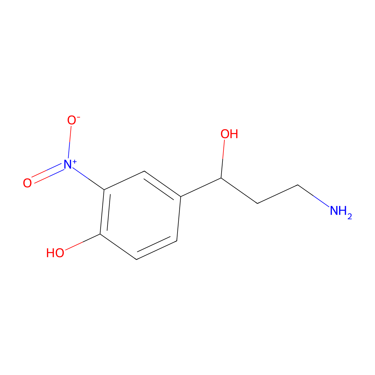 4-(3-Amino-1-hydroxypropyl)-2-nitrophenol molecular structure, CAS 2228246-87-3