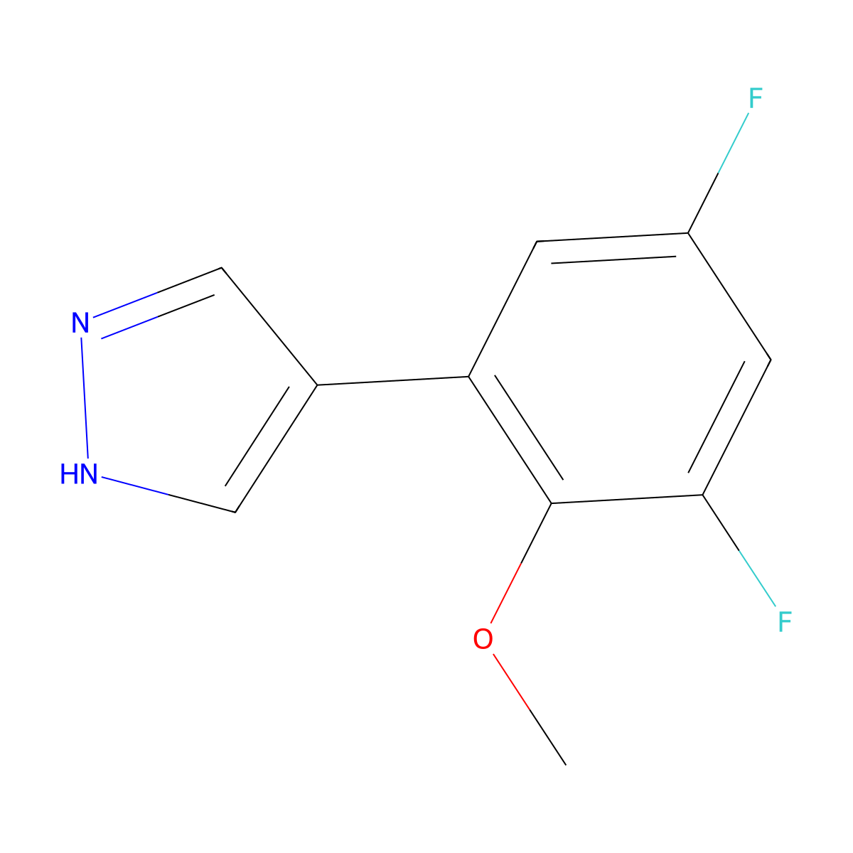 4-(3,5-difluoro-2-methoxyphenyl)-1H-pyrazole molecular structure, CAS 2228247-69-4