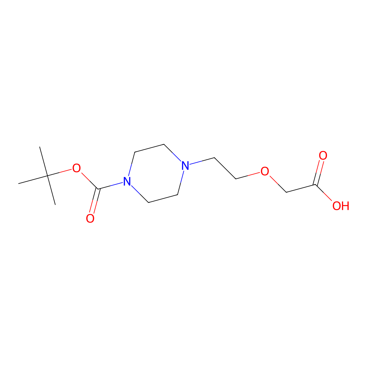 2-(2-{4-[(Tert-butoxy)carbonyl]piperazin-1-yl}ethoxy)acetic acid molecular structure, CAS 2228248-01-7