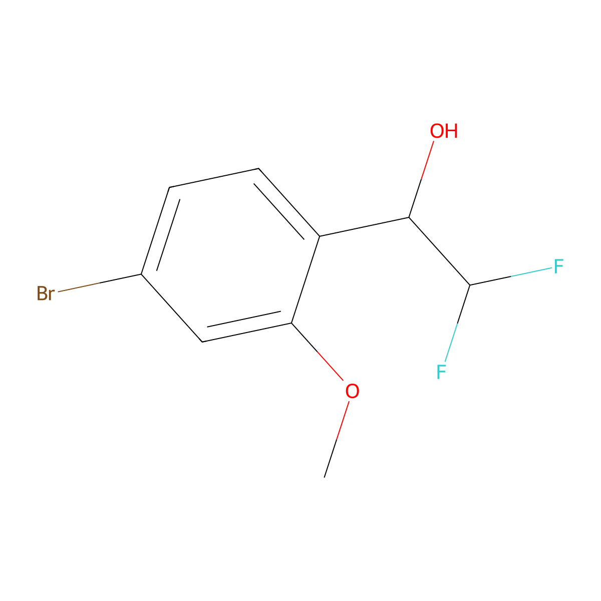 1-(4-Bromo-2-methoxyphenyl)-2,2-difluoroethan-1-ol molecular structure, CAS 2228248-09-5