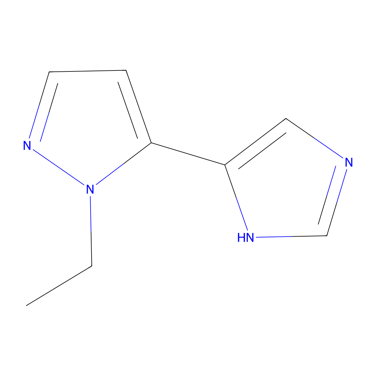 1-ethyl-5-(1H-imidazol-4-yl)-1H-pyrazole molecular structure, CAS 2228248-41-5