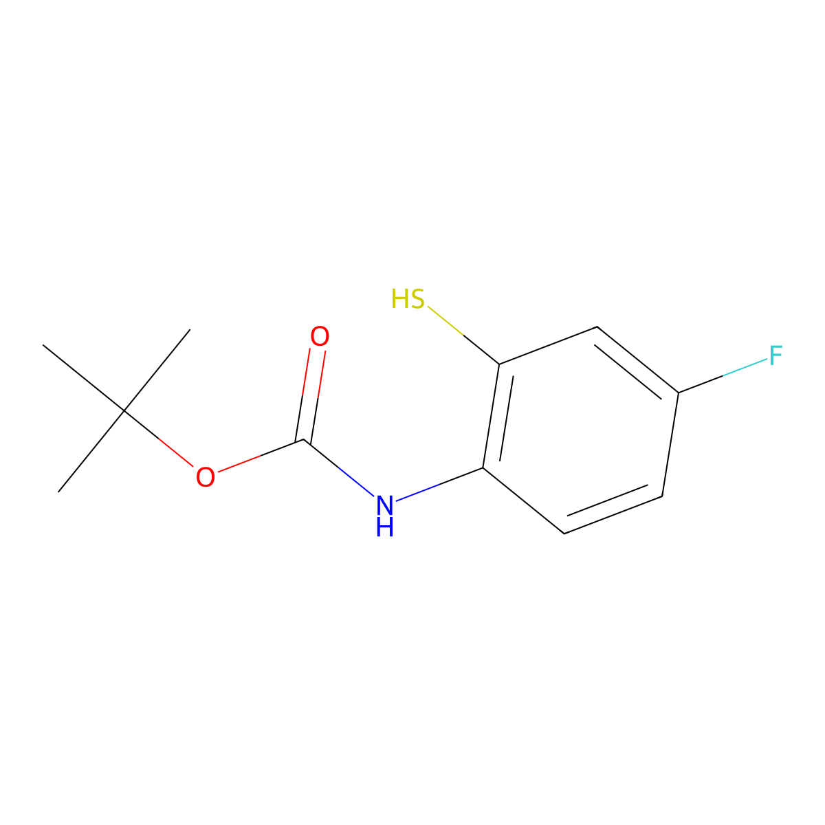 tert-butyl N-(4-fluoro-2-sulfanylphenyl)carbamate molecular structure, CAS 2228248-48-2