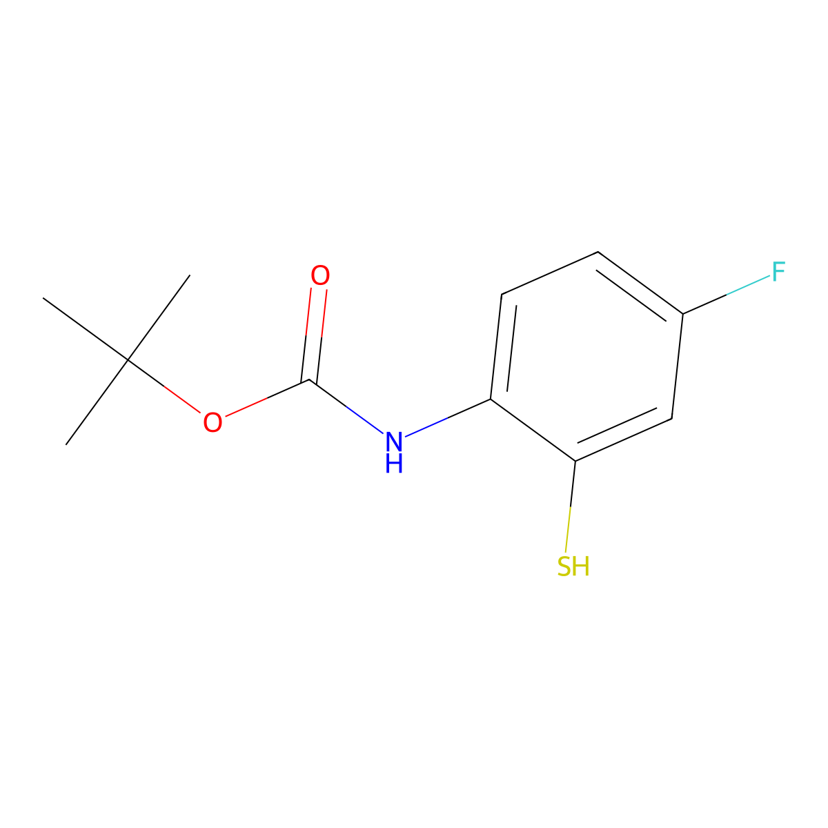 tert-butyl N-(4-fluoro-2-sulfanylphenyl)carbamate molecular structure, CAS 2228248-48-2