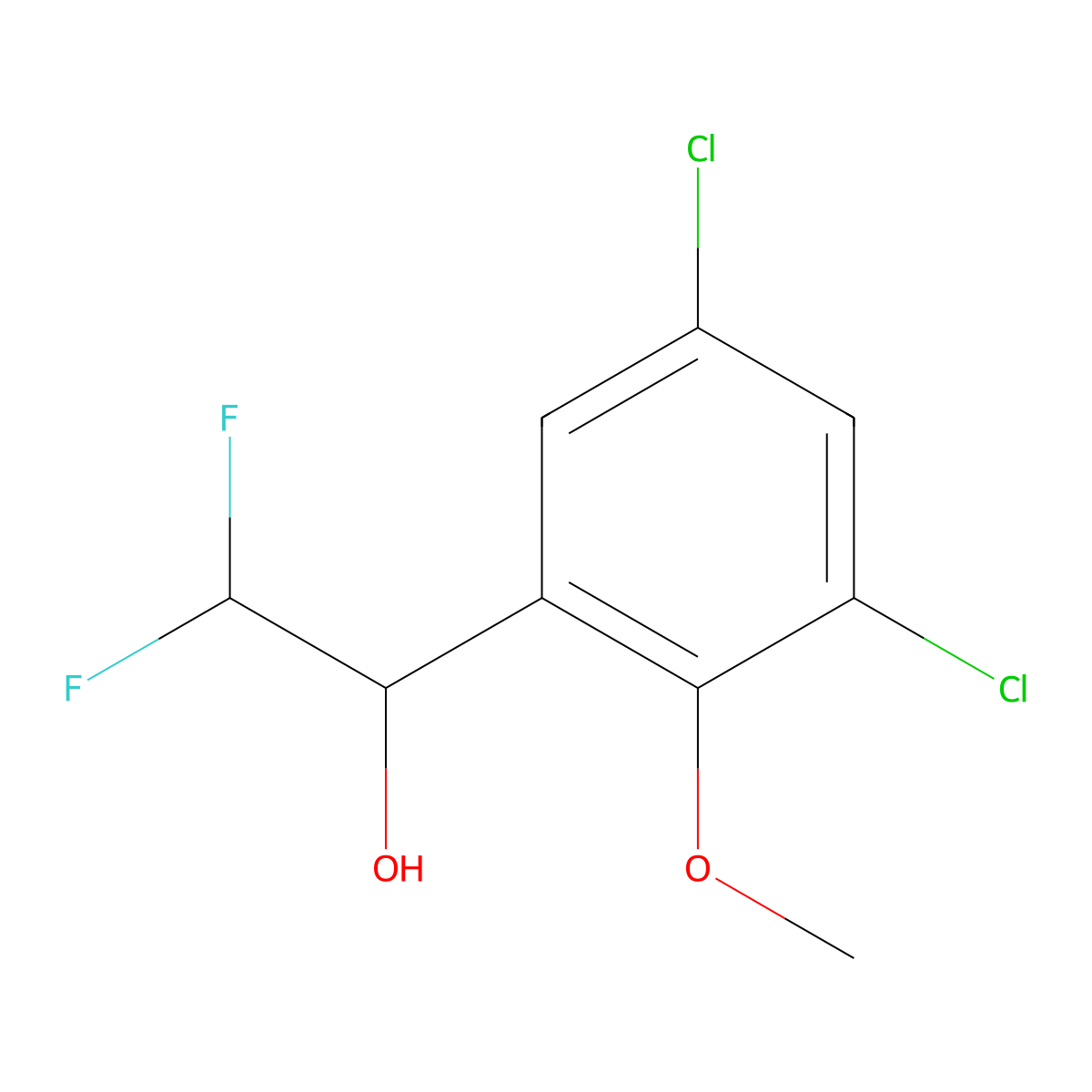1-(3,5-Dichloro-2-methoxyphenyl)-2,2-difluoroethan-1-ol molecular structure, CAS 2228249-18-9