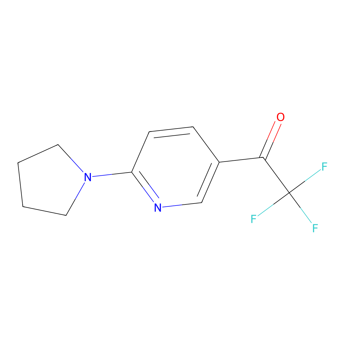 2,2,2-Trifluoro-1-[6-(pyrrolidin-1-yl)pyridin-3-yl]ethan-1-one molecular structure, CAS 2228250-82-4