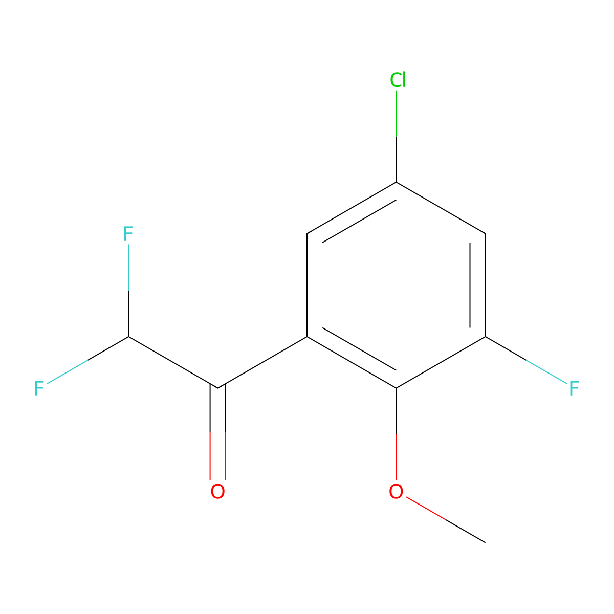 1-(5-Chloro-3-fluoro-2-methoxyphenyl)-2,2-difluoroethan-1-one molecular structure, CAS 2228251-76-9