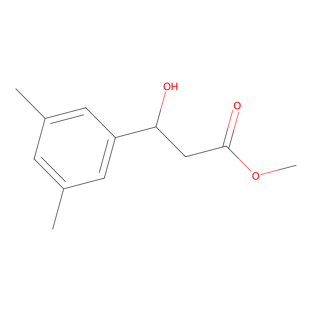 Methyl 3-(3,5-dimethylphenyl)-3-hydroxypropanoate molecular structure, CAS 2228253-63-0
