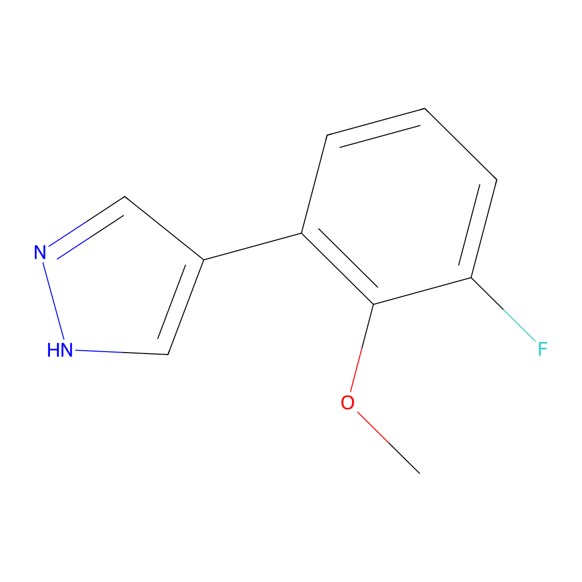 4-(3-fluoro-2-methoxyphenyl)-1H-pyrazole molecular structure, CAS 2228255-83-0