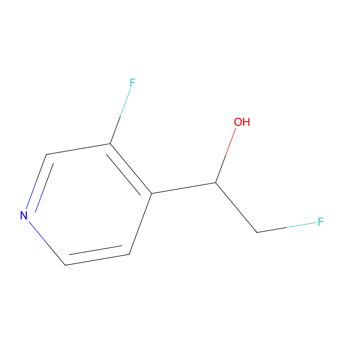 2-Fluoro-1-(3-fluoropyridin-4-yl)ethan-1-ol molecular structure, CAS 2228257-26-7