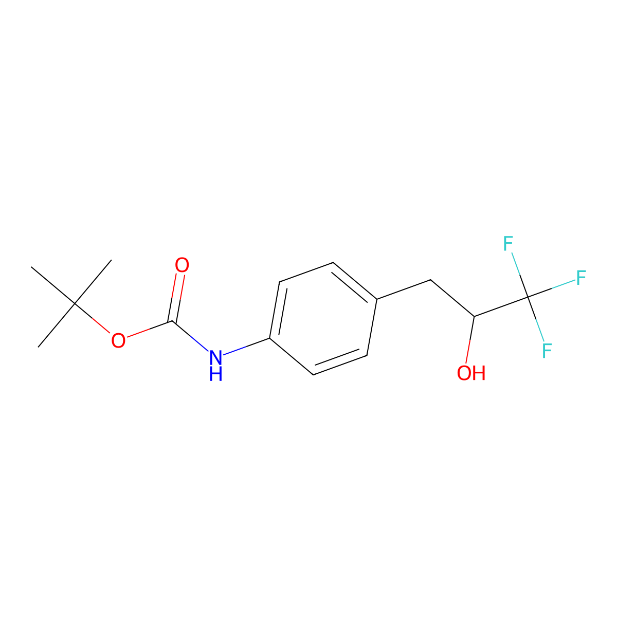 tert-butyl N-[4-(3,3,3-trifluoro-2-hydroxypropyl)phenyl]carbamate molecular structure, CAS 2228257-59-6