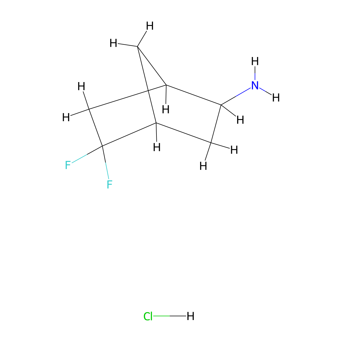 5,5-Difluorobicyclo(2.2.1)heptan-2-amine hydrochloride molecular structure, CAS 2228261-05-8