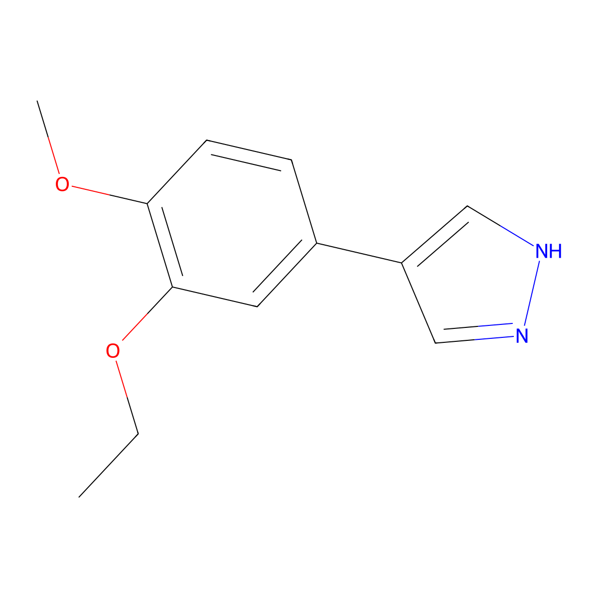4-(3-ethoxy-4-methoxyphenyl)-1H-pyrazole molecular structure, CAS 2228261-31-0