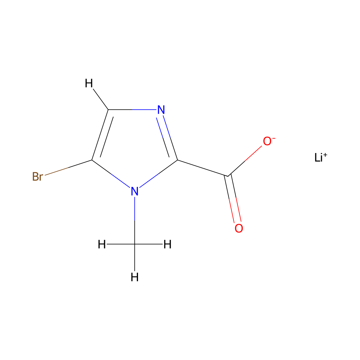 lithium(1+) ion 5-bromo-1-methyl-1H-imidazole-2-carboxylate molecular structure, CAS 2228261-36-5