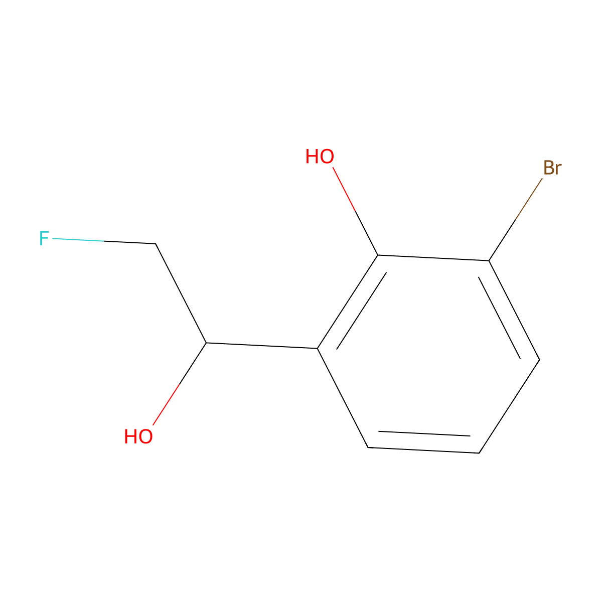 2-Bromo-6-(2-fluoro-1-hydroxyethyl)phenol molecular structure, CAS 2228262-05-1