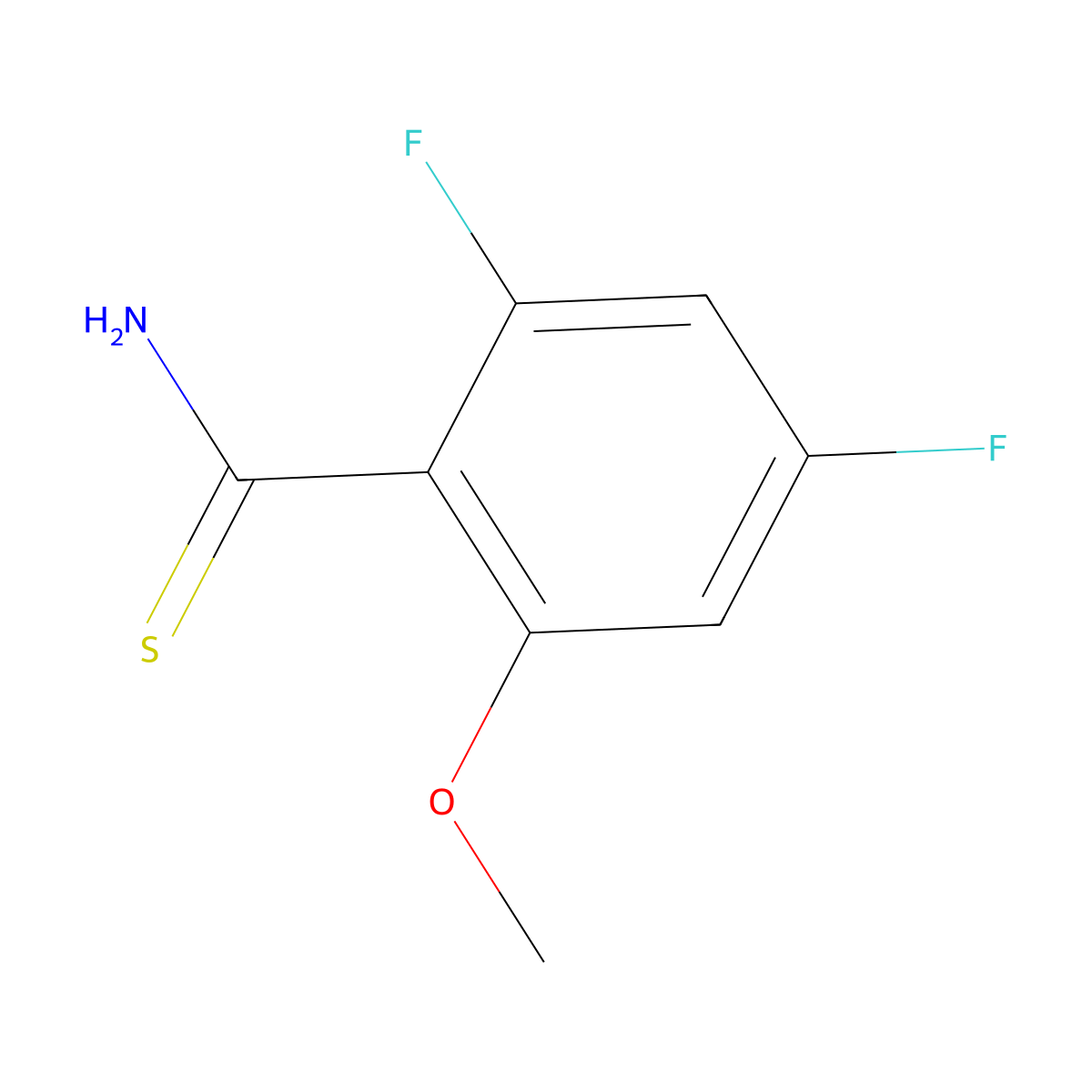 2,4-Difluoro-6-methoxybenzene-1-carbothioamide molecular structure, CAS 2228262-57-3