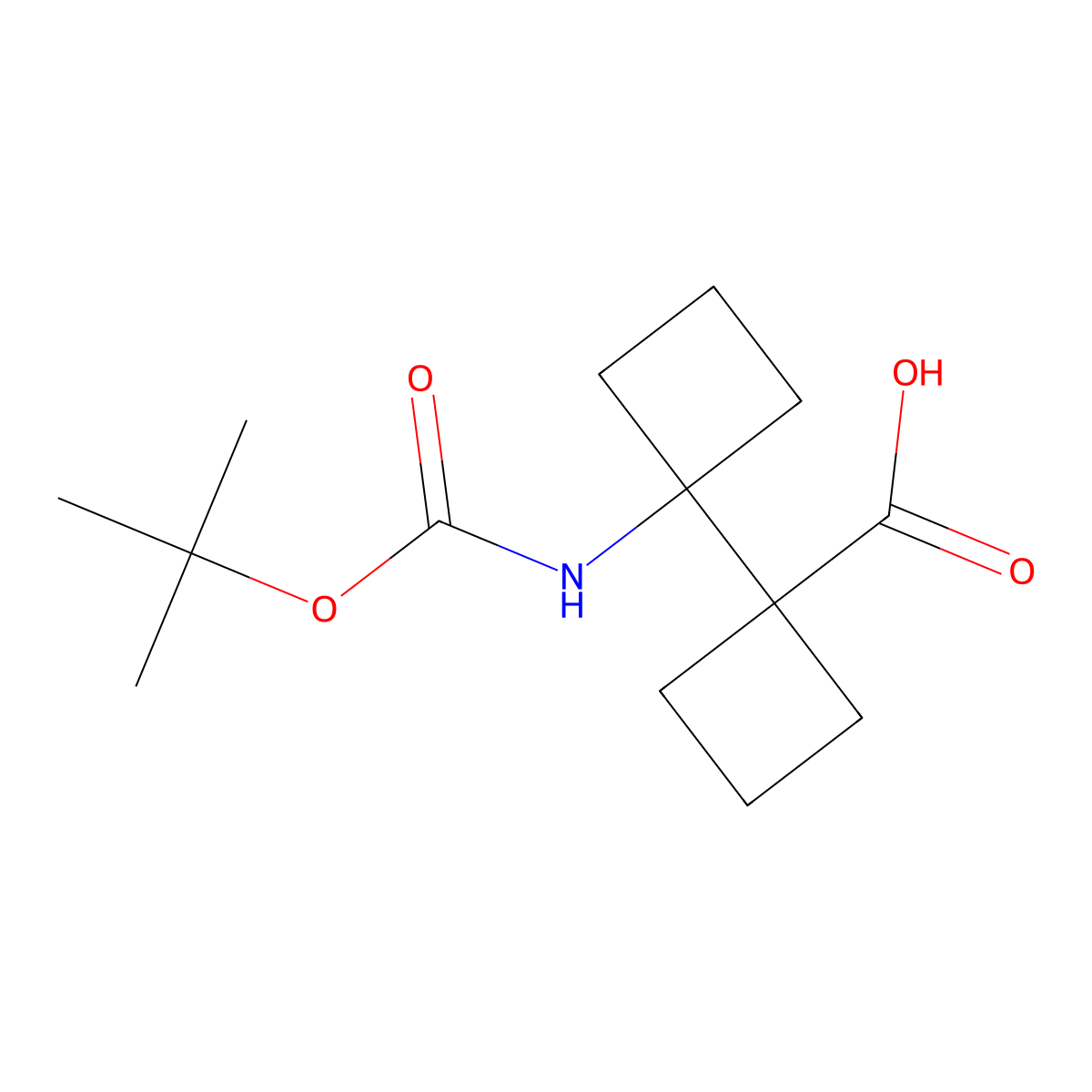1-(1-(((Tert-butoxy)carbonyl)amino)cyclobutyl)cyclobutane-1-carboxylic acid molecular structure, CAS 2228264-91-1