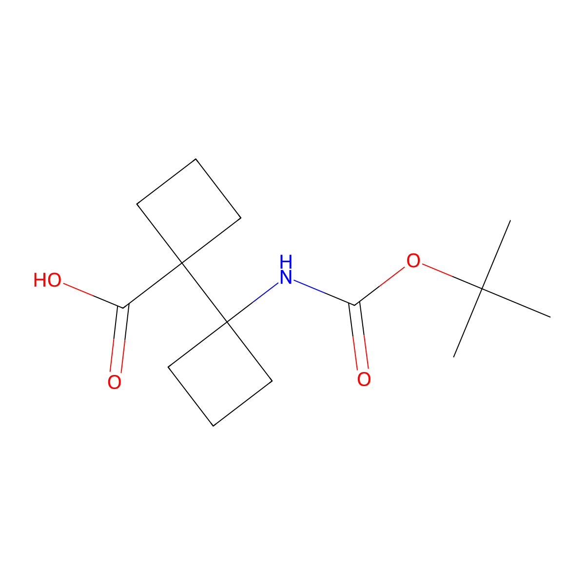 1-(1-(((Tert-butoxy)carbonyl)amino)cyclobutyl)cyclobutane-1-carboxylic acid molecular structure, CAS 2228264-91-1