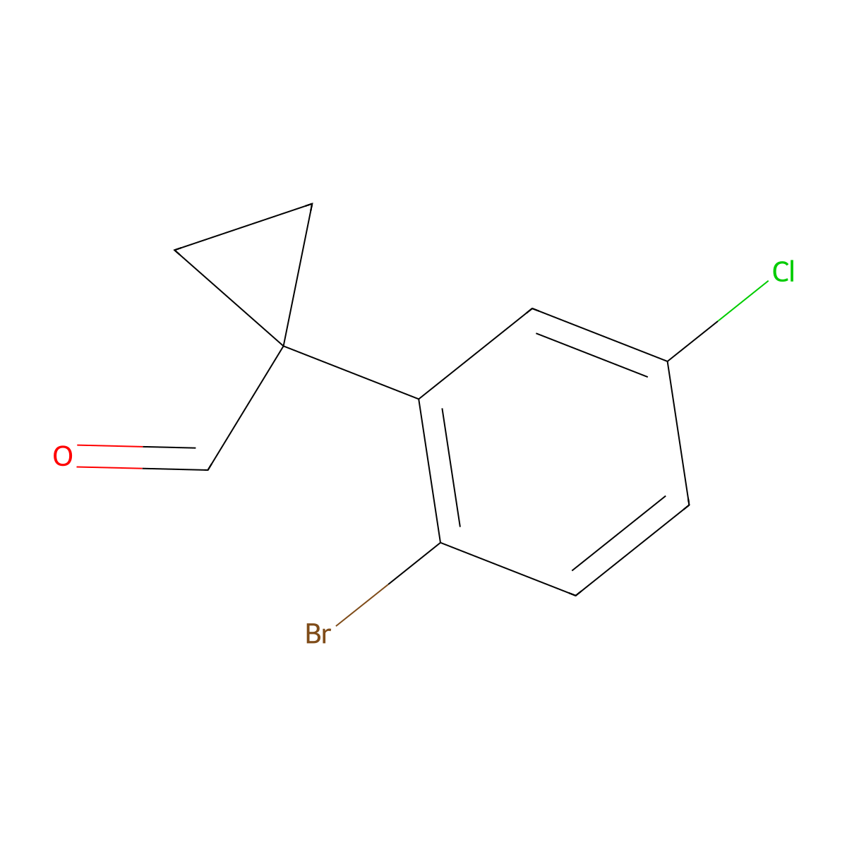 1-(2-Bromo-5-chlorophenyl)cyclopropane-1-carbaldehyde molecular structure, CAS 2228265-58-3