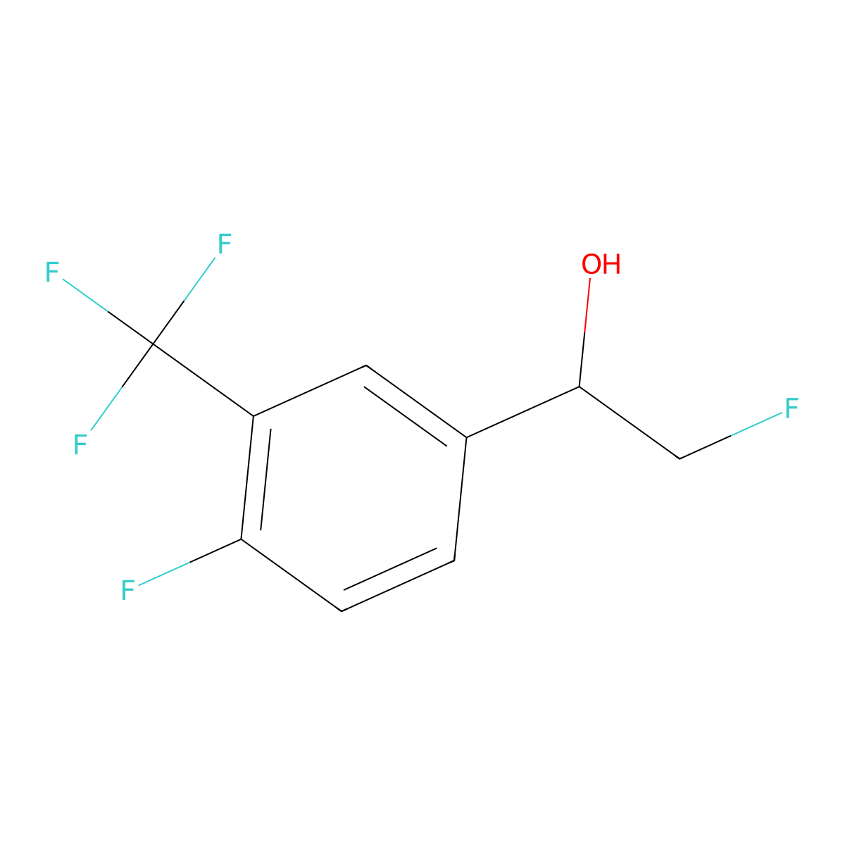 2-Fluoro-1-[4-fluoro-3-(trifluoromethyl)phenyl]ethan-1-ol molecular structure, CAS 2228265-64-1