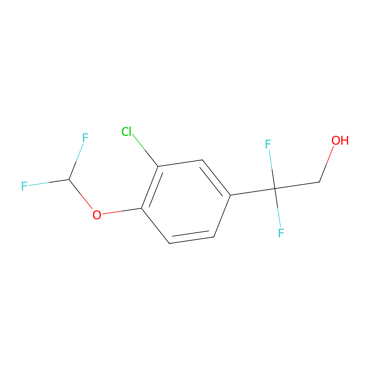 2-[3-Chloro-4-(difluoromethoxy)phenyl]-2,2-difluoroethan-1-ol molecular structure, CAS 2228267-12-5