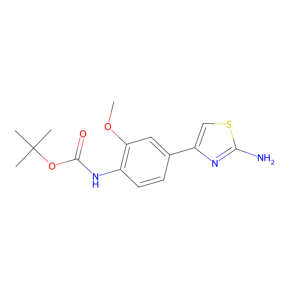 tert-butyl N-[4-(2-amino-1,3-thiazol-4-yl)-2-methoxyphenyl]carbamate molecular structure, CAS 2228270-17-3