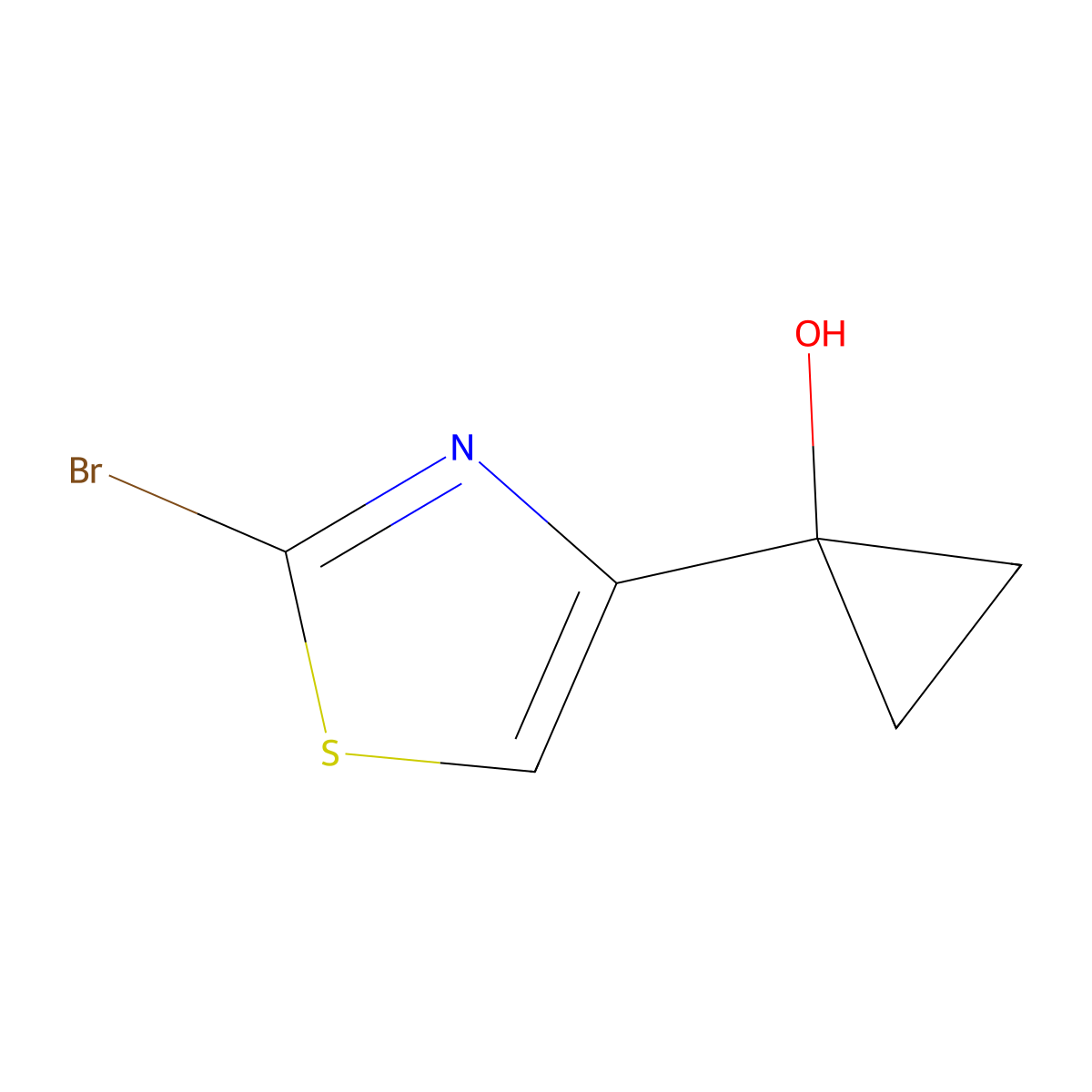 1-(2-Bromothiazol-4-yl)cyclopropan-1-ol molecular structure, CAS 2228272-51-1