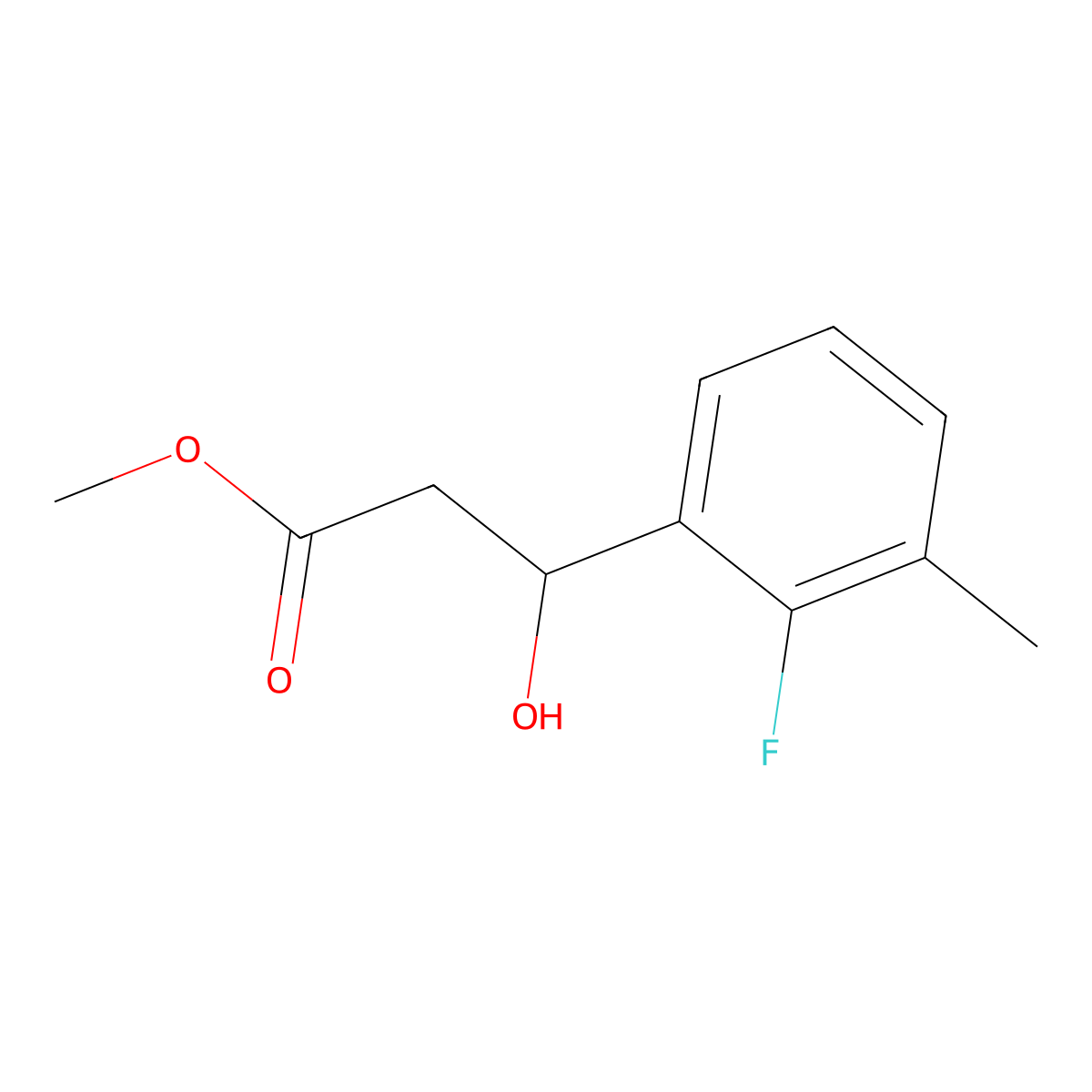 Methyl 3-(2-fluoro-3-methylphenyl)-3-hydroxypropanoate molecular structure, CAS 2228272-52-2