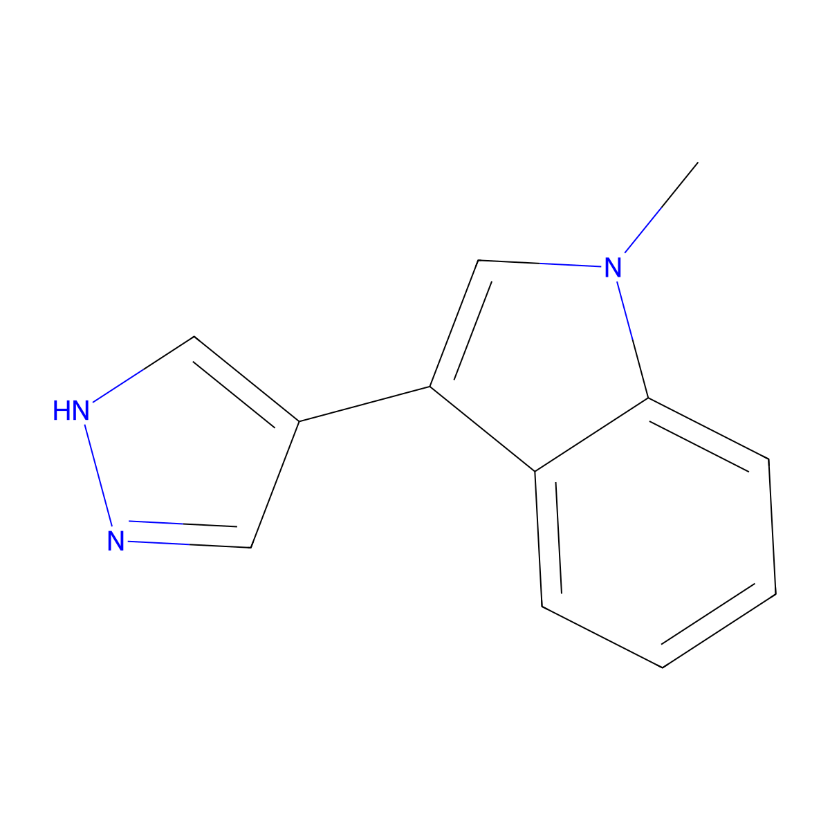1-methyl-3-(1H-pyrazol-4-yl)-1H-indole molecular structure, CAS 2228274-82-4
