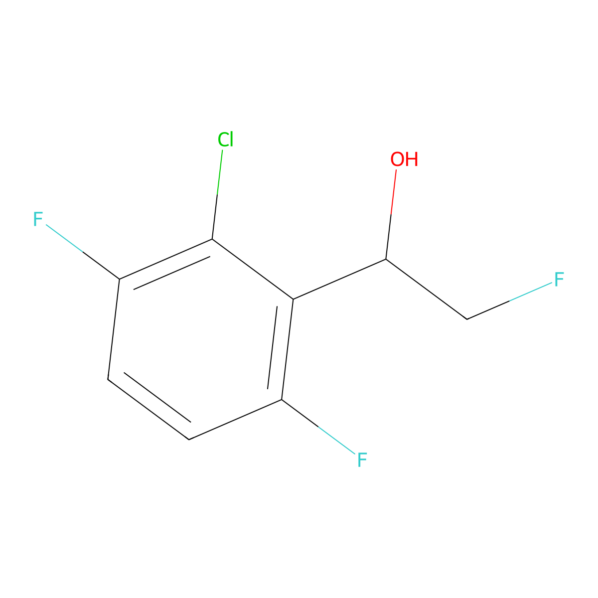 1-(2-Chloro-3,6-difluorophenyl)-2-fluoroethan-1-ol molecular structure, CAS 2228278-36-0