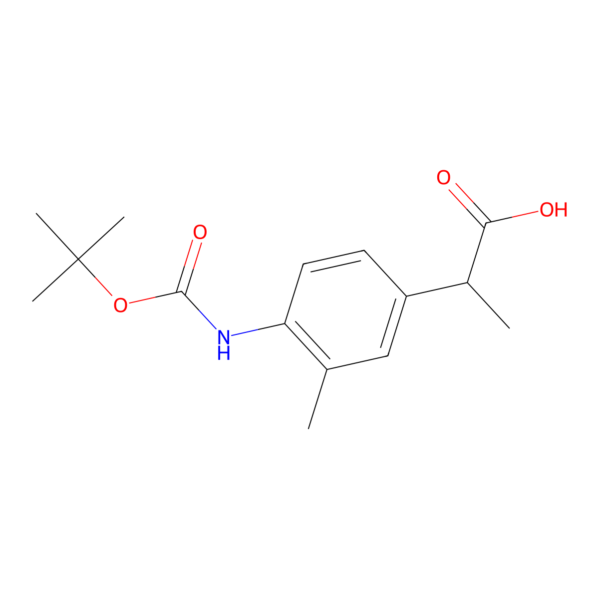 2-(4-{[(Tert-butoxy)carbonyl]amino}-3-methylphenyl)propanoic acid molecular structure, CAS 2228281-74-9