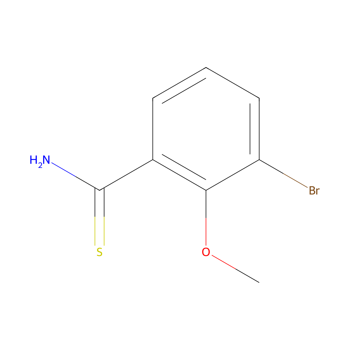3-Bromo-2-methoxybenzene-1-carbothioamide molecular structure, CAS 2228281-81-8