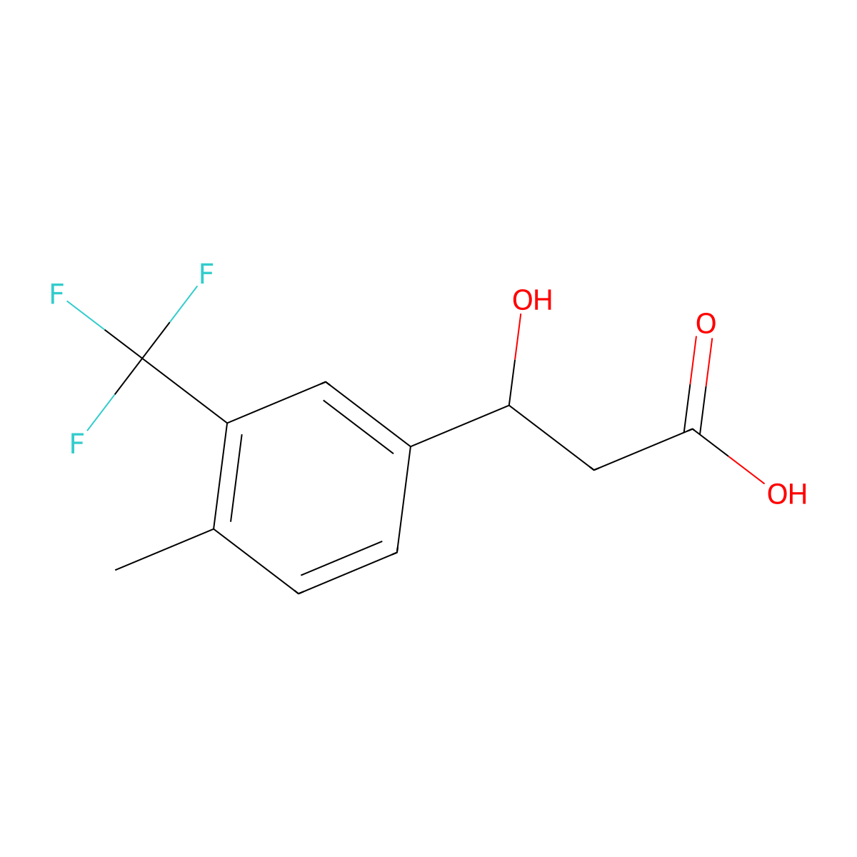 3-Hydroxy-3-[4-methyl-3-(trifluoromethyl)phenyl]propanoic acid molecular structure, CAS 2228283-15-4