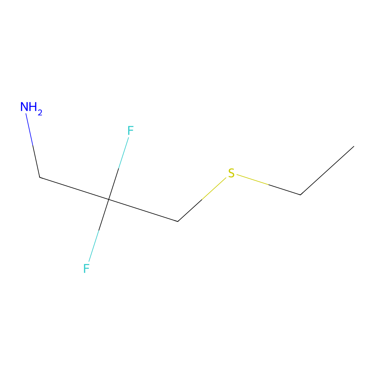 3-(Ethylsulfanyl)-2,2-difluoropropan-1-amine molecular structure, CAS 2228283-92-7
