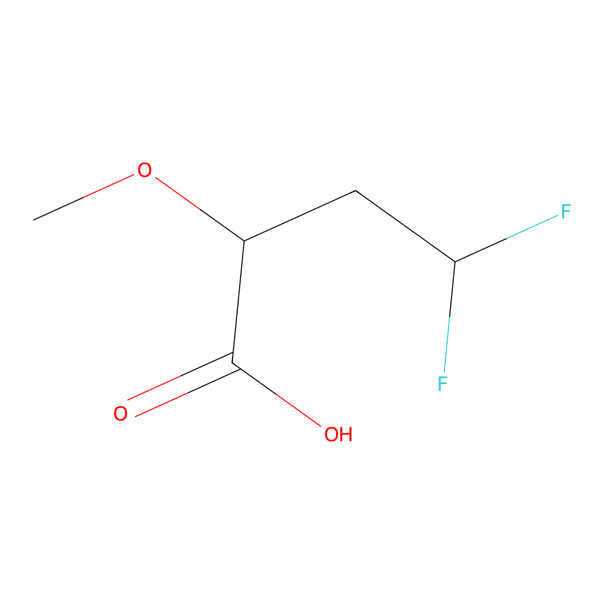 4,4-Difluoro-2-methoxybutanoic acid molecular structure, CAS 2228287-73-6