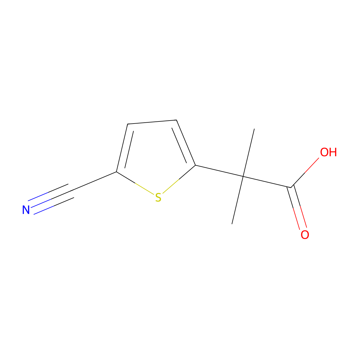 2-(5-Cyanothiophen-2-yl)-2-methylpropanoic acid molecular structure, CAS 2228288-96-6