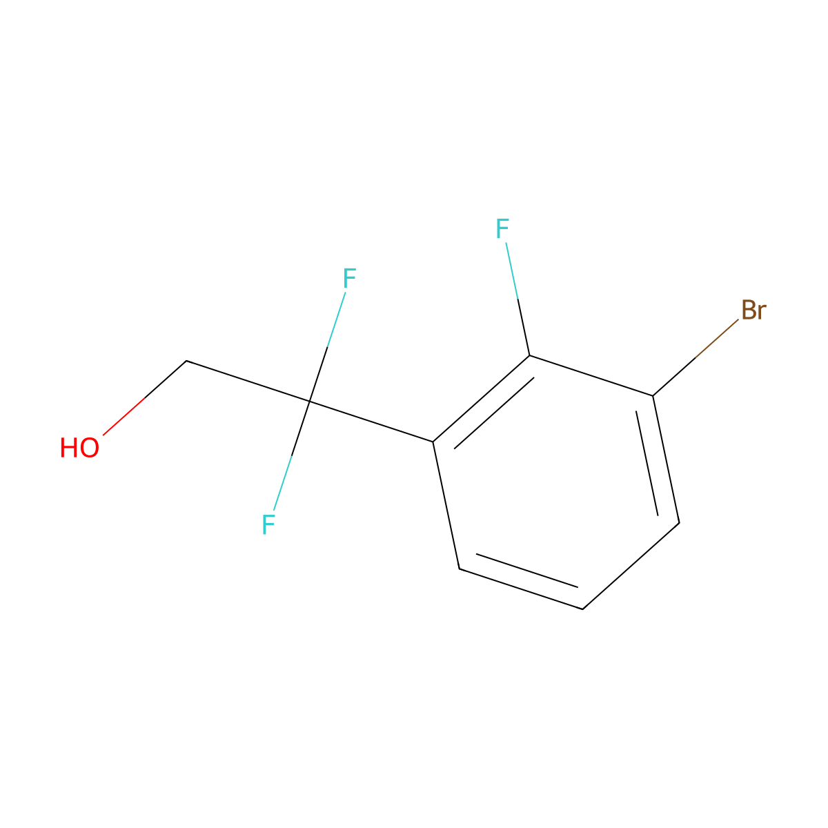 2-(3-Bromo-2-fluorophenyl)-2,2-difluoroethan-1-ol molecular structure, CAS 2228290-44-4