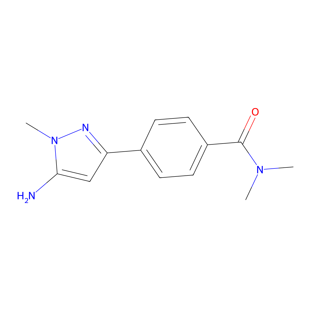 4-(5-amino-1-methyl-1H-pyrazol-3-yl)-N,N-dimethylbenzamide molecular structure, CAS 2228291-32-3