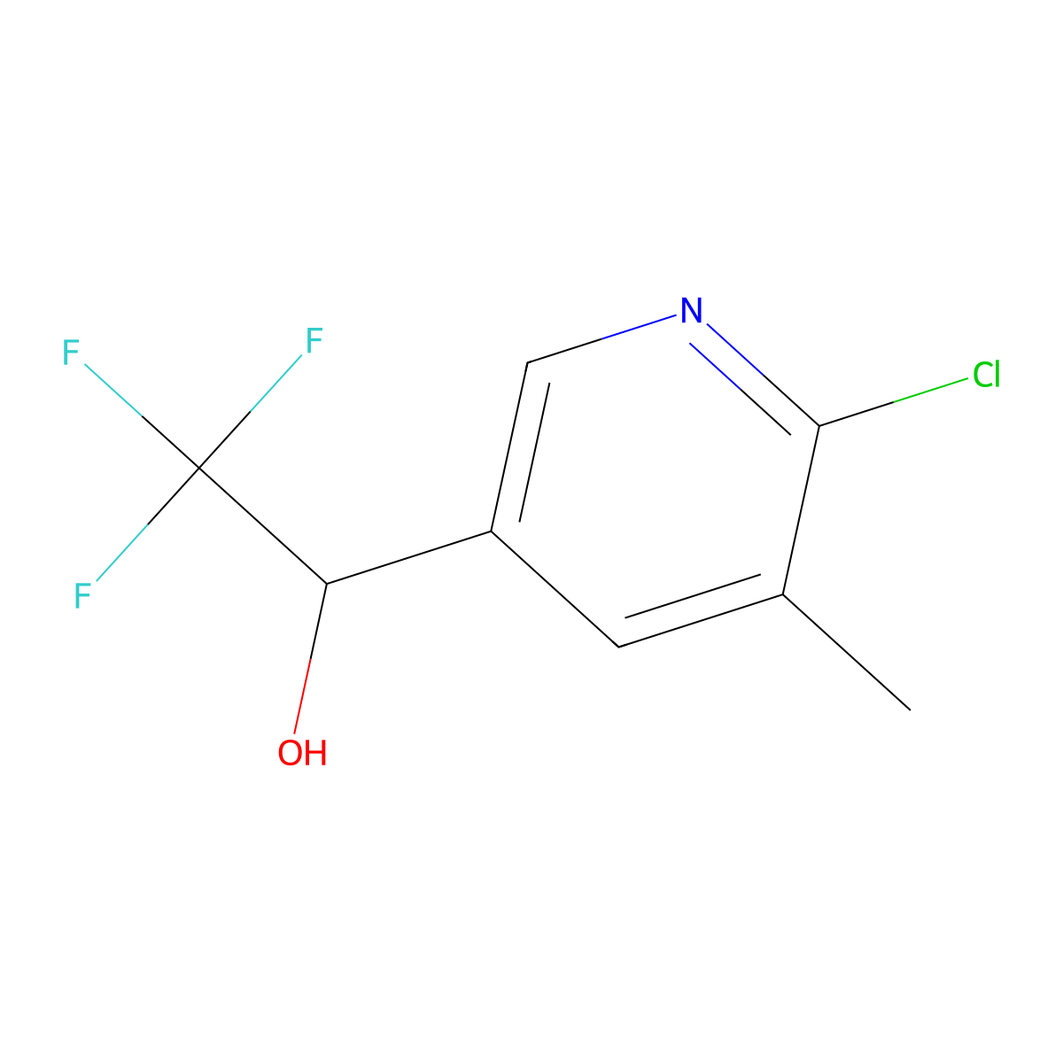 1-(6-Chloro-5-methylpyridin-3-yl)-2,2,2-trifluoroethan-1-ol molecular structure, CAS 2228291-55-0
