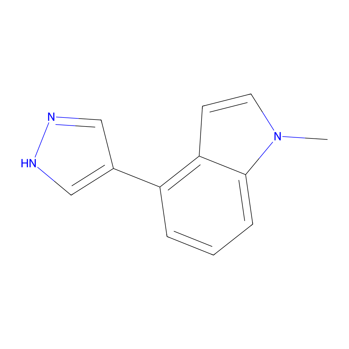 1-methyl-4-(1H-pyrazol-4-yl)-1H-indole molecular structure, CAS 2228292-54-2