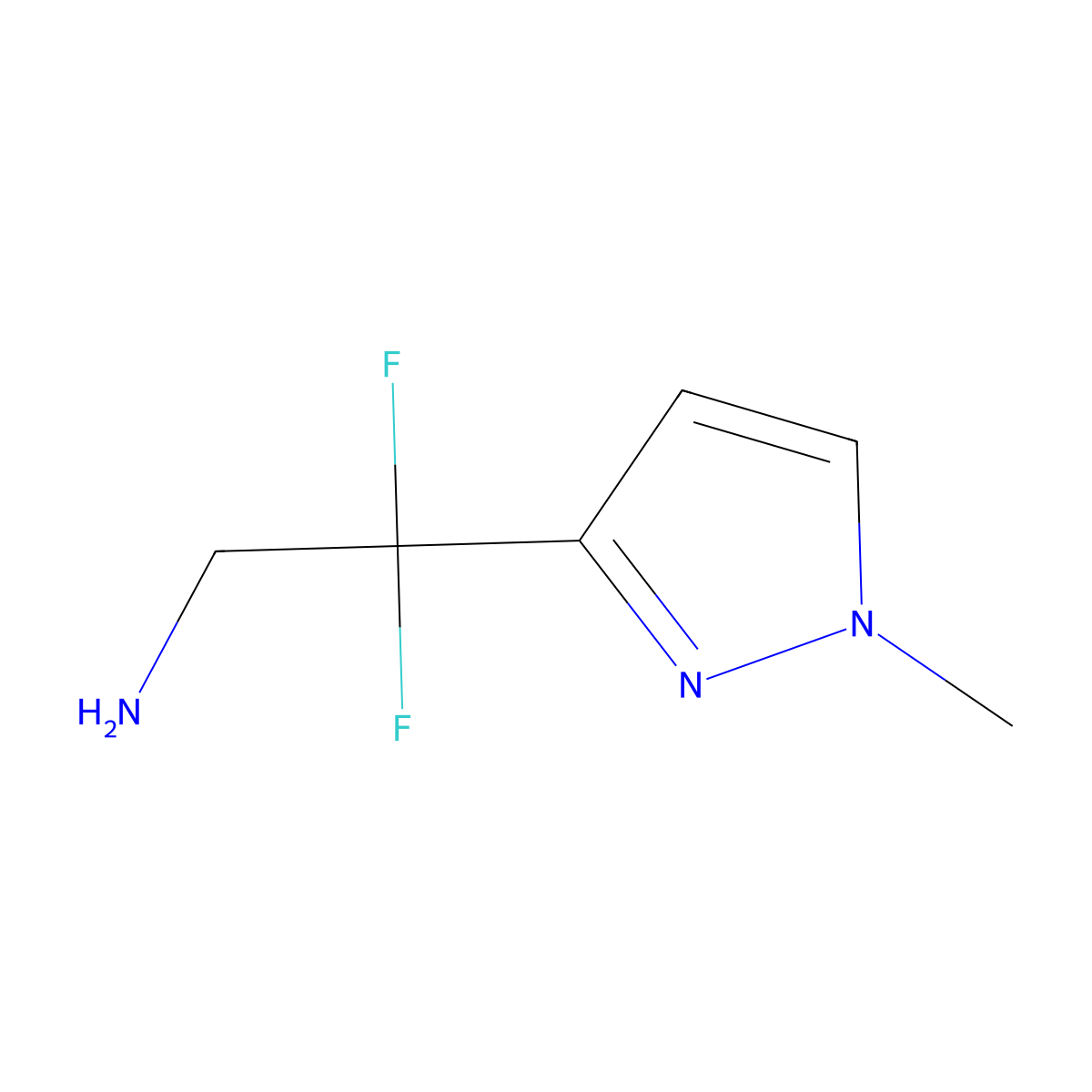 2,2-difluoro-2-(1-methyl-1H-pyrazol-3-yl)ethan-1-amine molecular structure, CAS 2228294-55-9