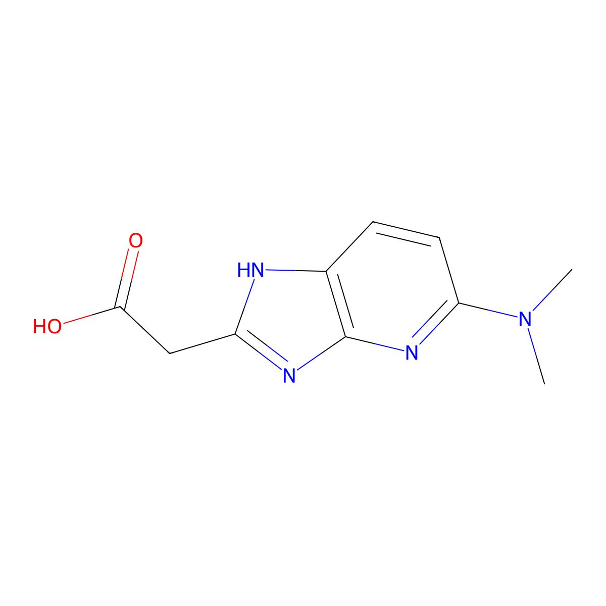 2-[5-(dimethylamino)-3H-imidazo[4,5-b]pyridin-2-yl]acetic acid molecular structure, CAS 2228295-82-5
