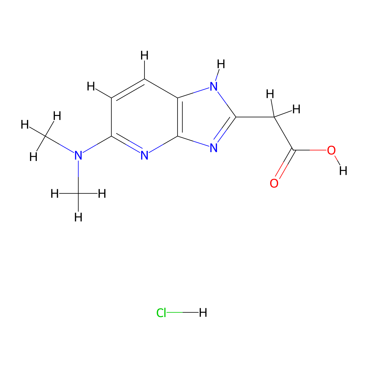 2-[5-(dimethylamino)-3H-imidazo[4,5-b]pyridin-2-yl]acetic acid hydrochloride molecular structure, CAS 2228295-83-6