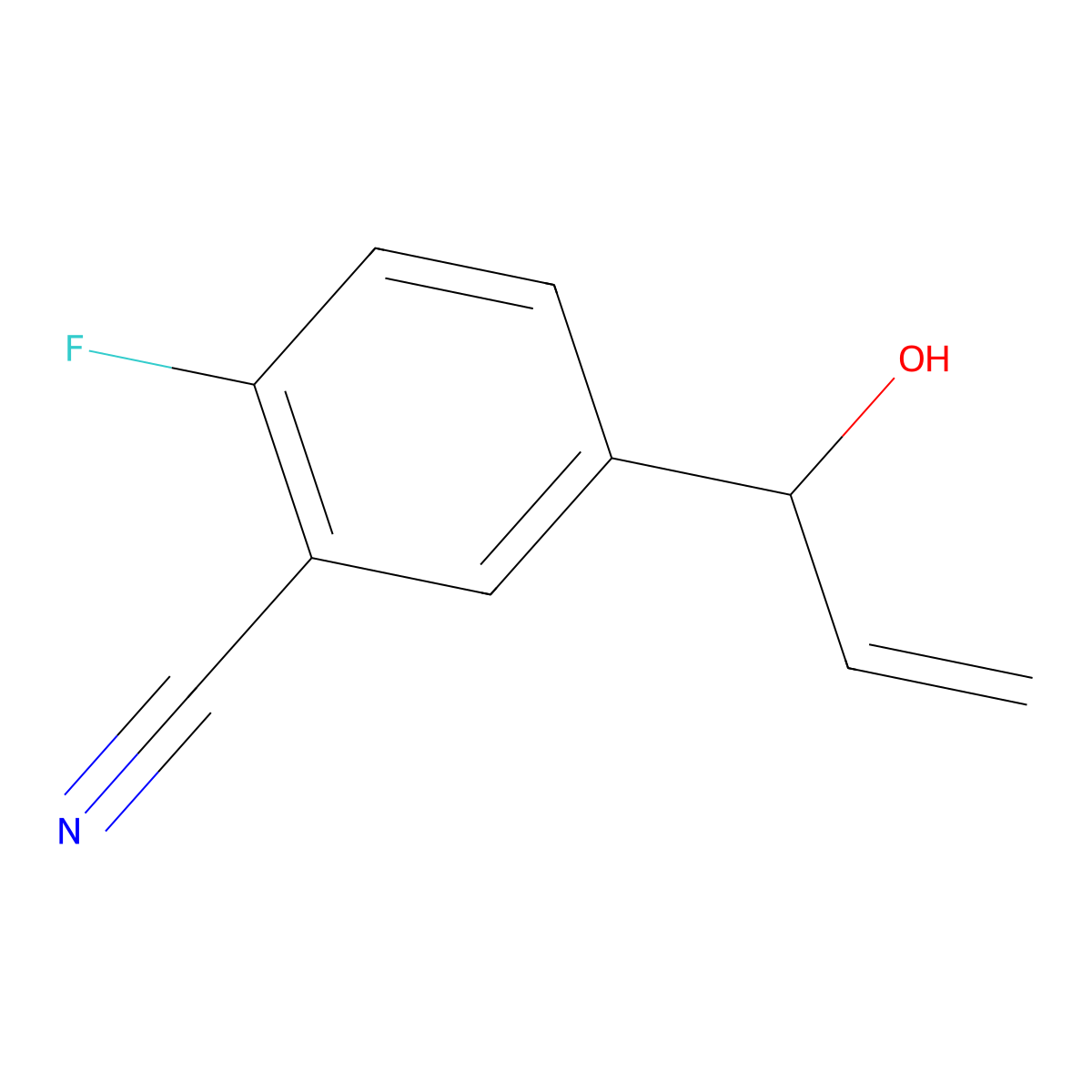 2-Fluoro-5-(1-hydroxyprop-2-en-1-yl)benzonitrile molecular structure, CAS 2228296-22-6