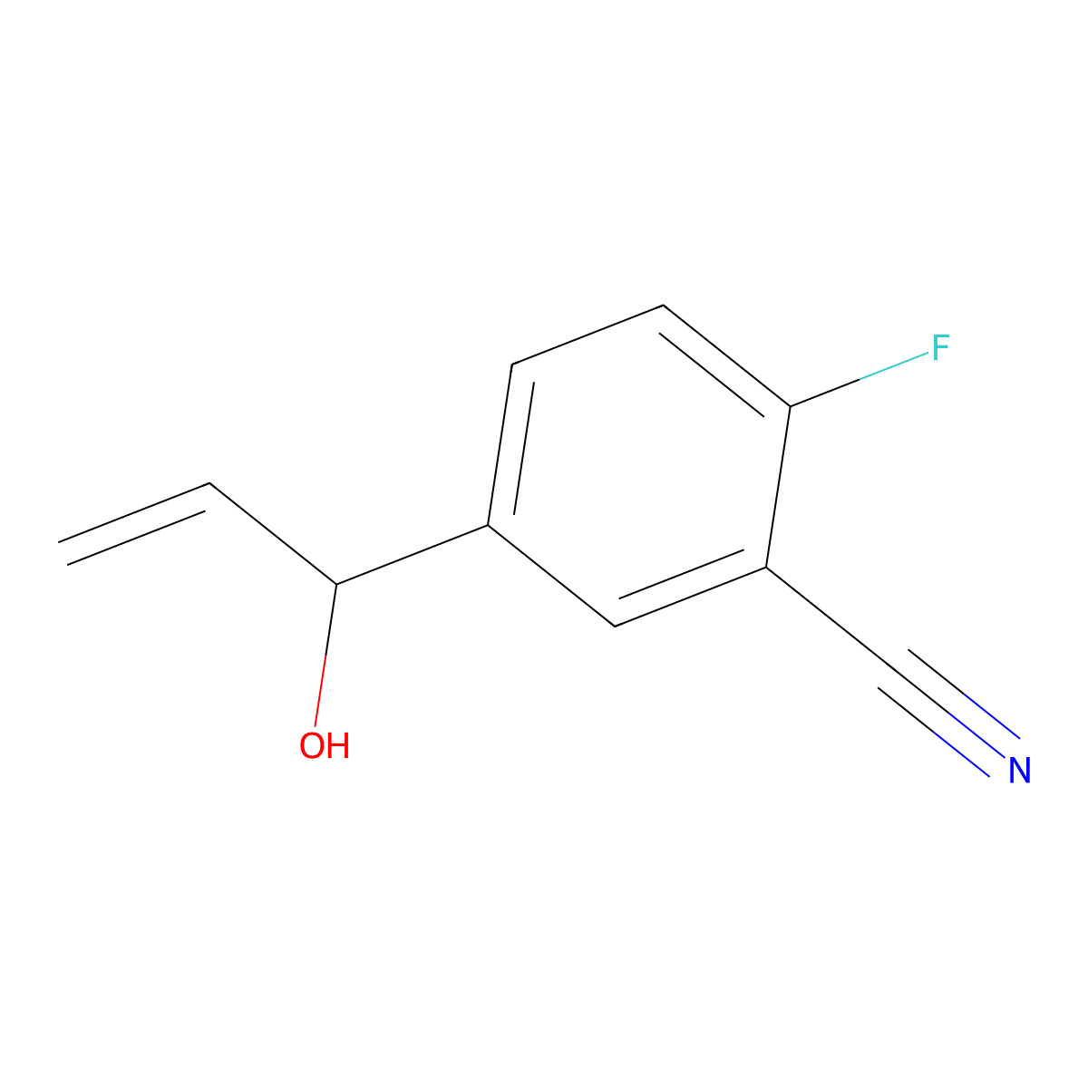 2-Fluoro-5-(1-hydroxyprop-2-en-1-yl)benzonitrile molecular structure, CAS 2228296-22-6